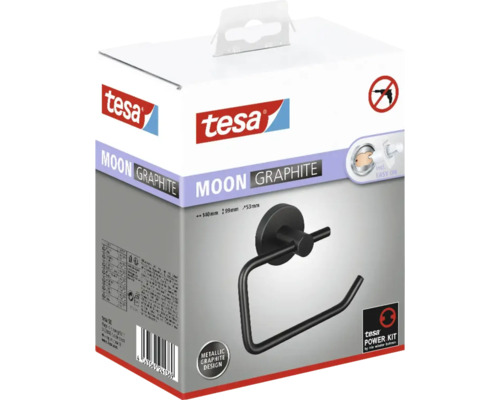 Tesa Moon Graphite toiletpapierhouder in productverpakking