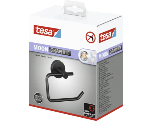 Tesa Moon Graphite toiletpapierhouder in verpakking