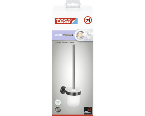 Tesa Moon Graphite toiletborstelgarnituur voor wandmontage