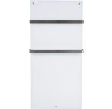 Witte handdoekverwarmer met twee handdoekhouders