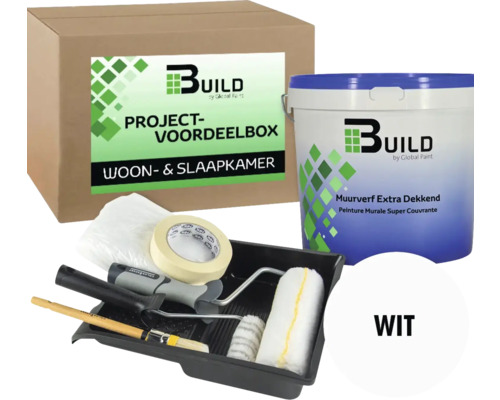 BUILD Project-voordeelbox Woon- & Slaapkamer extra dekkende muurverf wit 5 l