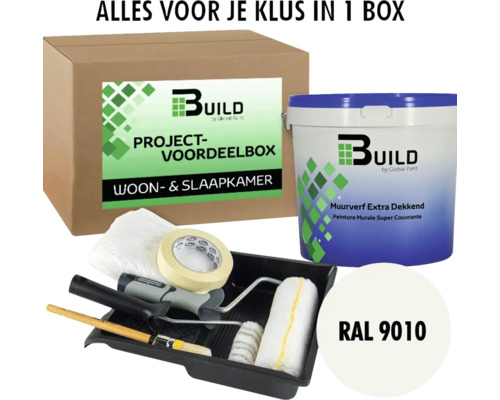 BUILD Project-voordeelbox Woon- & Slaapkamer extra dekkende muurverf RAL 9010 5 l