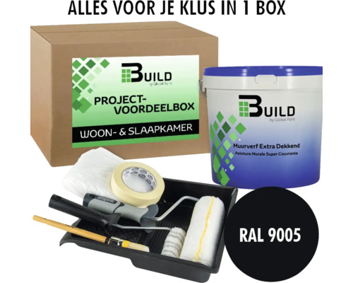 BUILD Project-voordeelbox Woon- & Slaapkamer extra dekkende muurverf RAL 9005 5 l