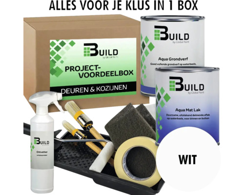 BUILD Project-voordeelbox Deuren & Kozijnen grondverf+lak mat wit 2x750ml