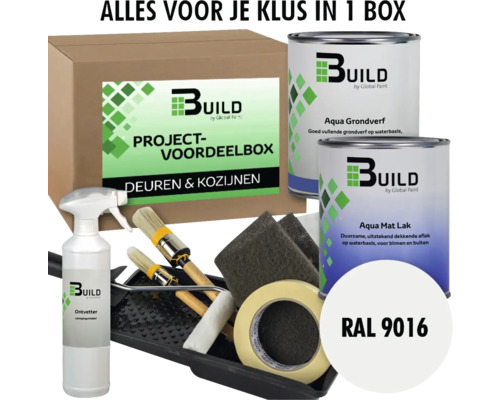 BUILD Project-voordeelbox Deuren & Kozijnen grondverf+lak mat RAL 9016 2x750ml
