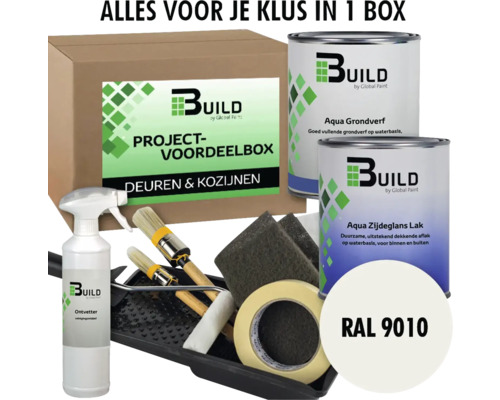 BUILD Project-voordeelbox Deuren & Kozijnen grondverf+lak zijdeglans RAL 9010 2x750ml