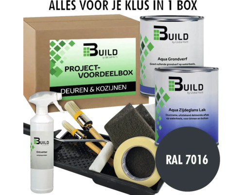 BUILD Project-voordeelbox Deuren & Kozijnen grondverf+lak zijdeglans RAL 7016 2x750ml