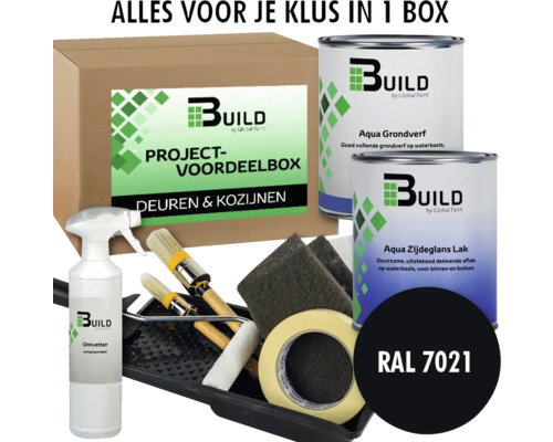BUILD Project-voordeelbox Deuren & Kozijnen grondverf+lak zijdeglans RAL 7021 2x750ml