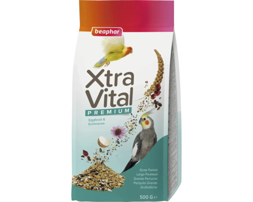 BEAPHAR Parkietenvoer Xtra Vital Premium grote parkiet 500 g Beaphar Xtra Vital Premium groot parkietenvoer, 500 gram verpakking