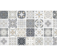 Tegelpatroon met bloem- en geometrische ornamenten