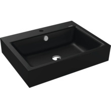 Zwarte Duravit wastafel met kraangat en overloop