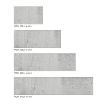 PROFIX betonpanelen in verschillende maten: 100 cm x 60 cm, 160 cm x 60 cm, 210 cm x 60 cm, 270 cm x 60 cm.