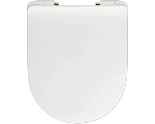 REIKA Toiletzitting Mito wit scharnier goud glans met quick-release en soft close Toiletdeksel van kunststof