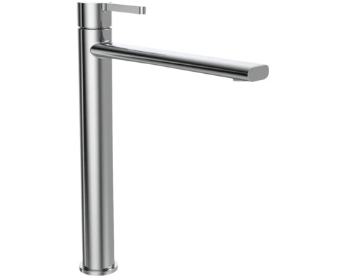 Wastafelkraan van metaal met hoge uitloop