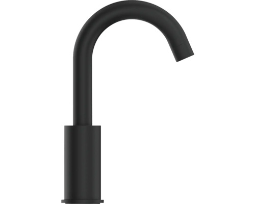 Zwarte wastafelkraan met gebogen uitloop