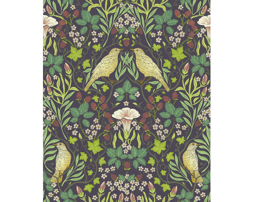 MARBURG Vliesbehang 47621 Heritage bloemen bladeren dieren groen Behang met vogel-, bloem- en bessenmotief
