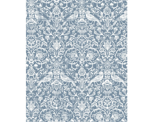 MARBURG Vliesbehang 47623 Heritage ornament blauw Behang met vogel- en bloemmotief