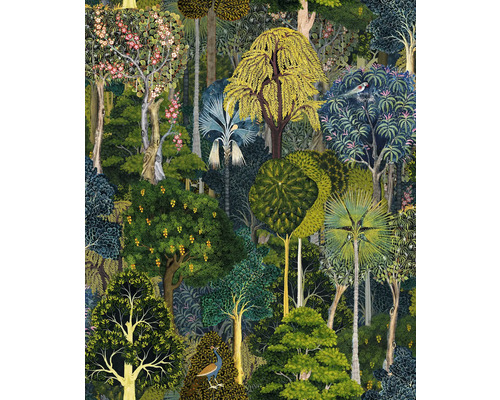 MARBURG Vliesbehang 47650 Heritage natuur groen Illustratie van een dicht bos met verschillende bomen en planten
