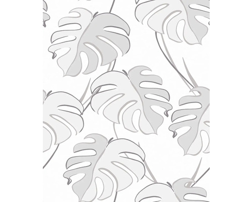 MARBURG Vliesbehang 81604 Kylie bloemen lichtgrijs Behang met Monstera bladmotief