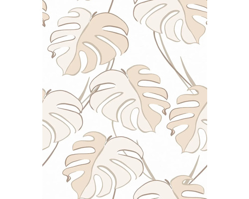 MARBURG Vliesbehang 81605 Kylie bloemen beige Behang met Monstera bladmotief