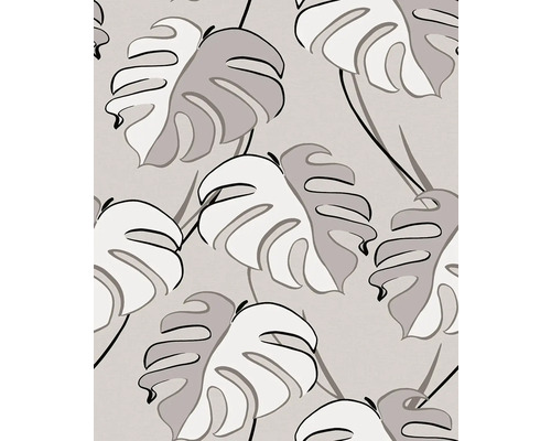 MARBURG Vliesbehang 81606 Kylie bloemen grijs Behang met monstera bladmotief