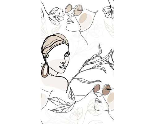 MARBURG Vliesbehang 81610 Kylie personen crème Illustratie met vrouwengezichten en bloemmotieven
