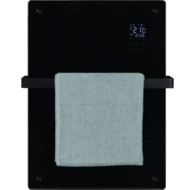 Zwarte glazen verwarming met handdoek en digitaal display