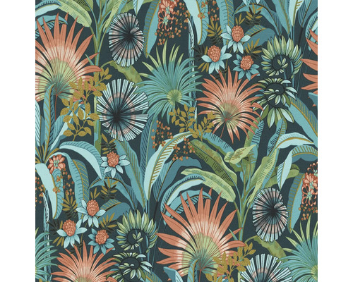 ERISMANN Vliesbehang 10390-19 Martinique bloemen petrol Behang met jungle plantenpatroon