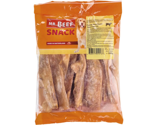 Mr Beef Snack runderkauwstaven in transparante verpakking