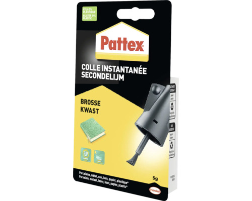 Pattex secondelijm met penseelapplicator, geschikt voor porselein, metaal, leer, hout, papier en plastic