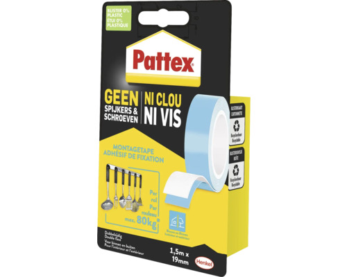 Pattex montagetape 1,5 meter maal 19 millimeter