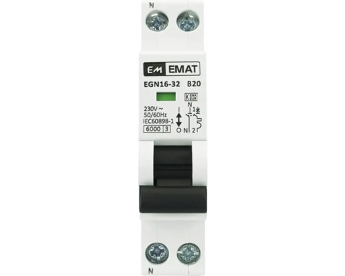 EMAT Installatieautomaat 1-polig+nul 20A B-Kar
