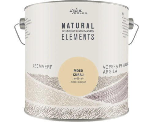 NATURAL ELEMENTS Leemverf "Moed" zandbruin 2,5 l Emmer leemverf