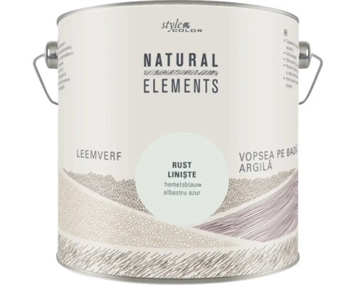 NATURAL ELEMENTS Leemverf "Rust" hemelsblauw 2,5 l Verfemmer Natural Elements leemverf