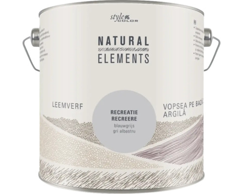 NATURAL ELEMENTS Leemverf "Recreatie" blauwgrijs 2,5 l Verfemmer met leemverf