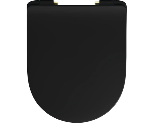 REIKA Toiletzitting Mito zwart mat scharnier goud mat met quick-release en soft close