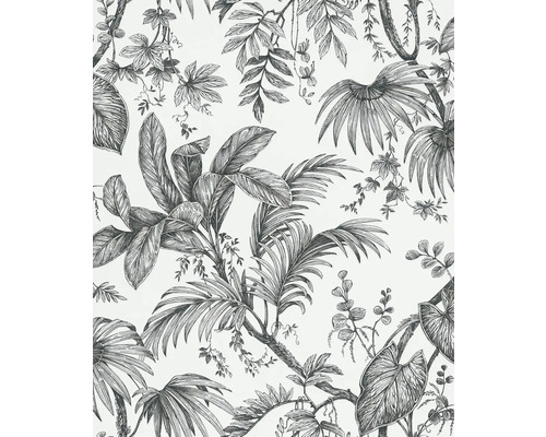 MARBURG Vliesbehang 82337 Jackie bladeren jungle zwart/wit Behang met tropisch plantenmotief