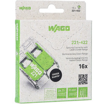Wago 221-422 verbindingsklemmen met hendel Green Range, 16 stuks