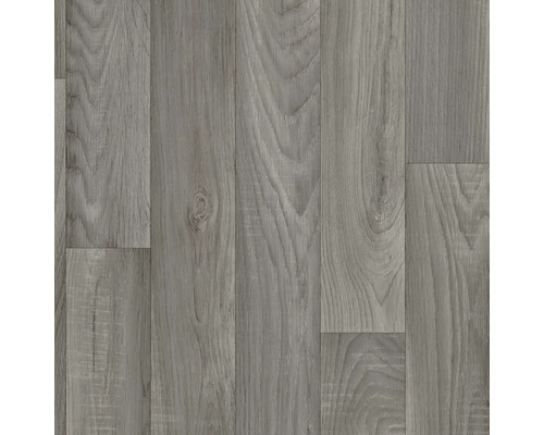 PVC op maat Vaila houtoptiek grijs 200 cm breed Close-up van grijze vinylvloer met houtlook.