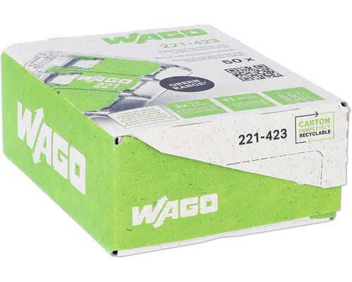 Verpakking Wago 221-423 lasklemmen met hendel, Green Range