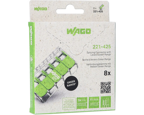 Wago 221-425 lasklem met hendel Green Range, 8 stuks