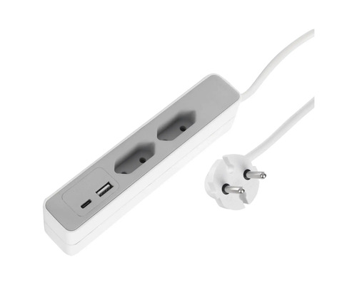 Verlengsnoer met twee stopcontacten en twee USB aansluitingen