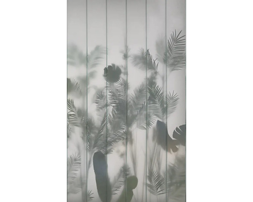 Glazen bouwsteenwand met plantenpatroon