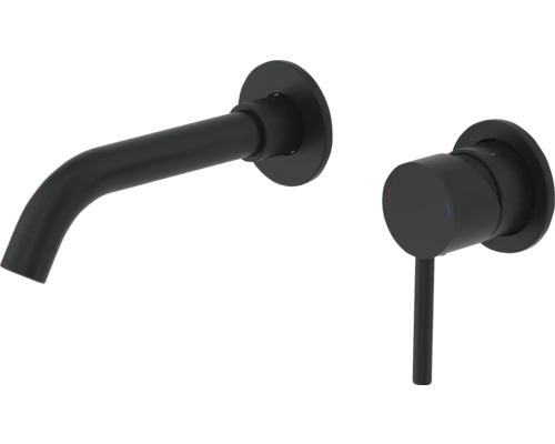 Wandgemonteerde zwarte wastafelkraan