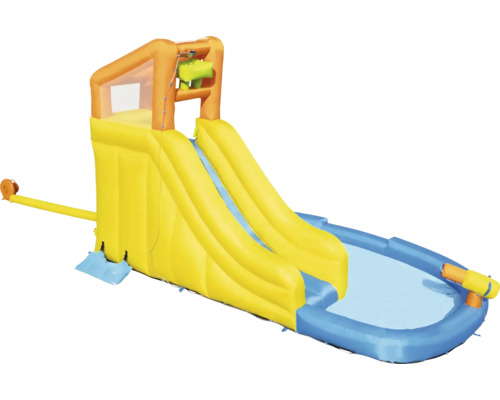 Opblaasbare waterglijbaan met twee banen en zwembad voor de tuin