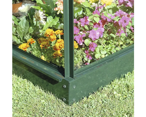 Hoge plantenbak beplant met bloemen