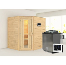 Houten sauna met saunakachel en bediening