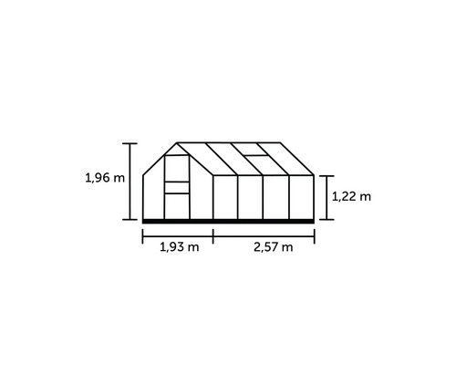 Afbeelding met afmetingen voor een kas