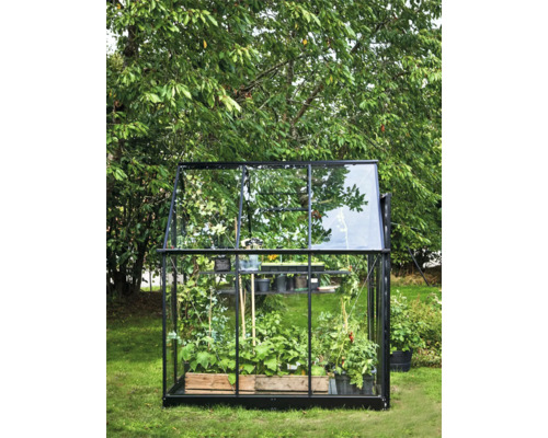 Serre met planten in de tuin