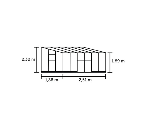 Schets van een tuinhuis met maatvoering